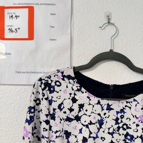 Banana Republic Floral Dress Size 10 Bell Sleeves Lined Career Office Modest - Picture 6 of 6